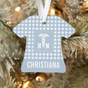 Personalised Plaid Pattern RN Registered Nurse Ornament