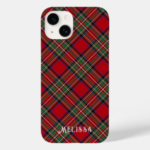 Personalised Plaid Red and Green Stewart Tartan Case-Mate iPhone 14 Case