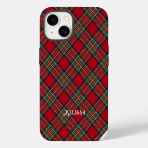 Personalised Plaid Red and Green Stewart Tartan iPhone 14 Case