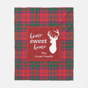 Personalised Plaid Sweet Home Tartan Clan Grant Fleece Blanket