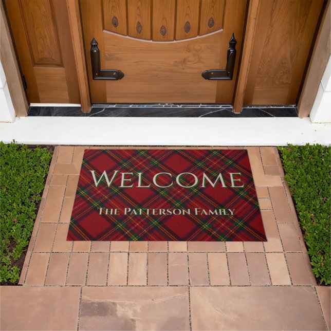 Personalised Plaid Welcome Entryway Decor Doormat (Outdoor)
