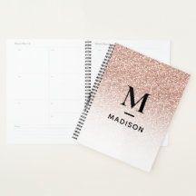 Personalised Planner Pink Glitter Ombre Design