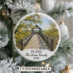 Personalised Plano Ornament, Custom Texas Ceramic Tree Decoration