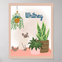 Personalised Plant and Cat Lover Wall Art