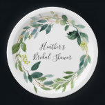Personalised Plate, Botanical Eucalyptus Paper Plate<br><div class="desc">These green & gold botanical paper plates are 100% editable so you can use them for any event!

Personalise now with your details!</div>