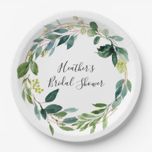 Personalised Plate, Botanical Eucalyptus Paper Plate