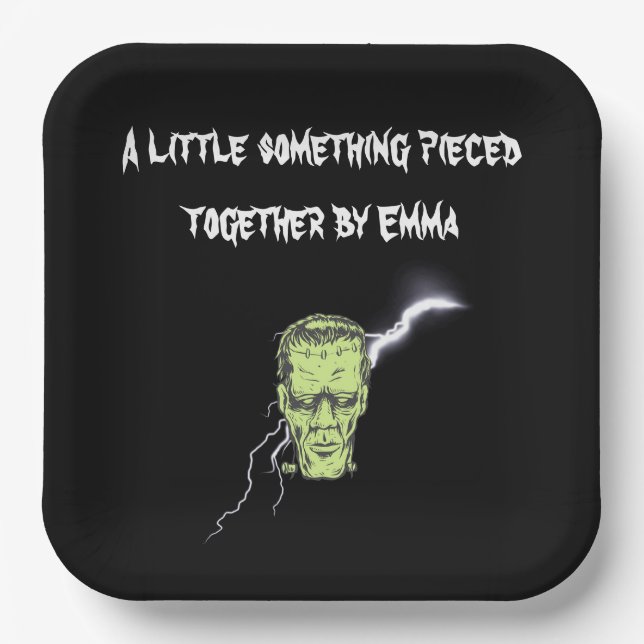 Personalised Plates, Frankenstein Halloween Paper Plate (Front)