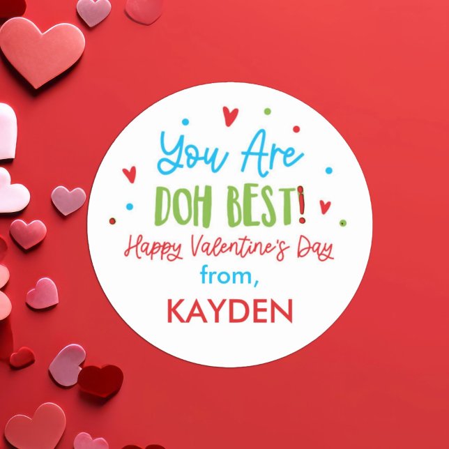 Personalised Play Doh Valentine Day Treat   Classic Round Sticker (Creator Uploaded)