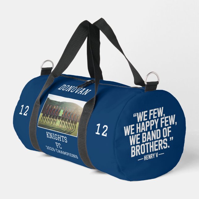 Personalised Player Name Team Photo Inspirational  Duffle Bag (Left Corner)