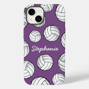 Personalised Player Name Volleyball Purple Case-Mate iPhone 14 Case