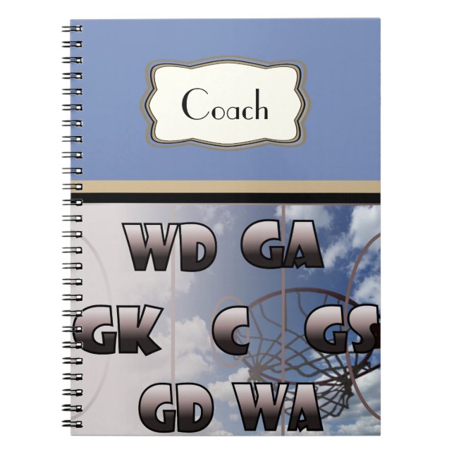 Personalised Player Positions Netball Coach Spiral Notebook (Front)