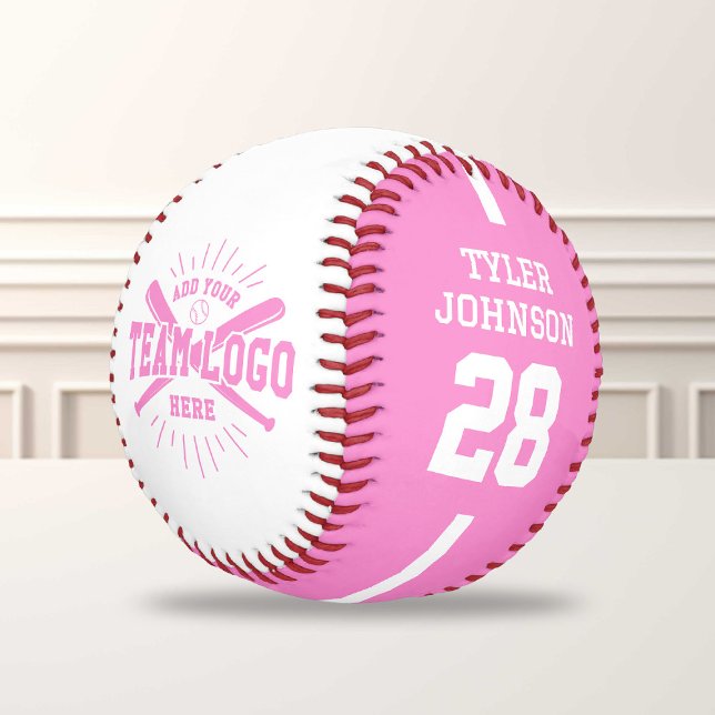 Personalised Player Team Logo Pink Baseball (Creator Uploaded)