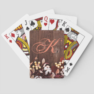 Personalised Playing Cards Cotton Branch on Dark W