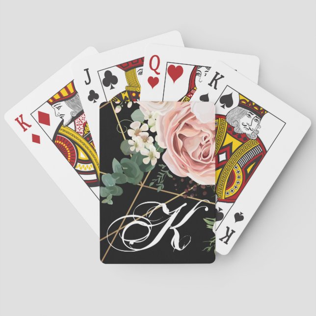 Personalised Playing Cards Geometric Garden Black (Back)
