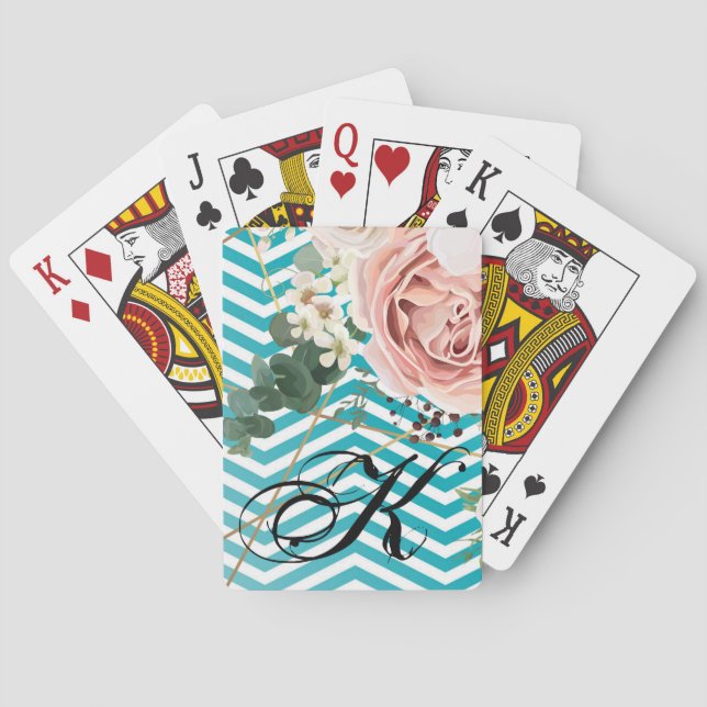 Personalised Playing Cards Geometric Rose Chevron (Back)