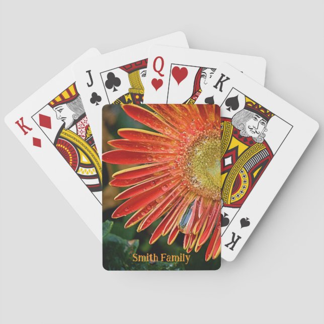 Personalised Playing Cards - Orange Gerbera Daisy (Back)