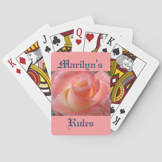 Personalised Playing Cards Pink Rose Your Rules (Back)