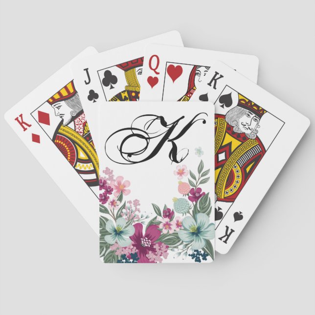 Personalised Playing Cards Tropical Flower on Whit (Back)