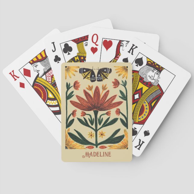 Personalised Playing Cards Vintage Flowers (Back)