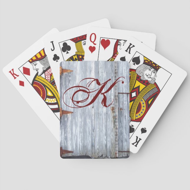 Personalised Playing Cards White Wash Wood Barn Do (Back)