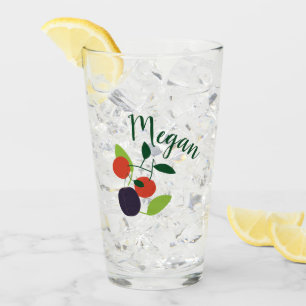 Personalised plums and cherries party glass
