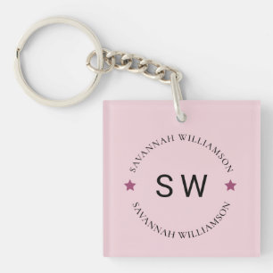 Personalised plush pink minimalistic key ring