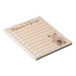Personalised Plush Teddy Bear Animal To Do List Notepad