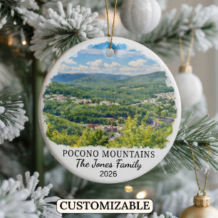 Personalised Pocono Mountains, Custom Pennsylvania Ceramic Tree Decoration