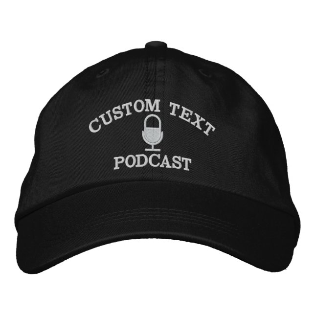 Personalised Podcast Name Modern Embroidered Hat (Front)