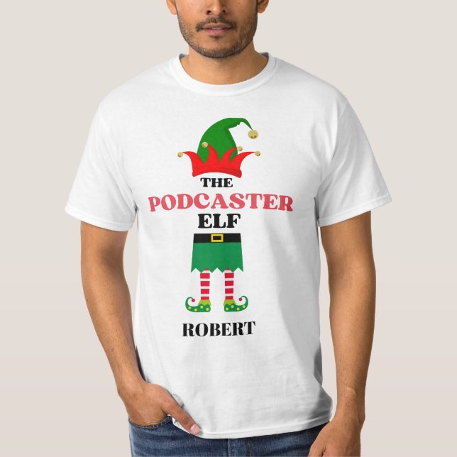 Personalised Podcaster Elf T-Shirt (Front)
