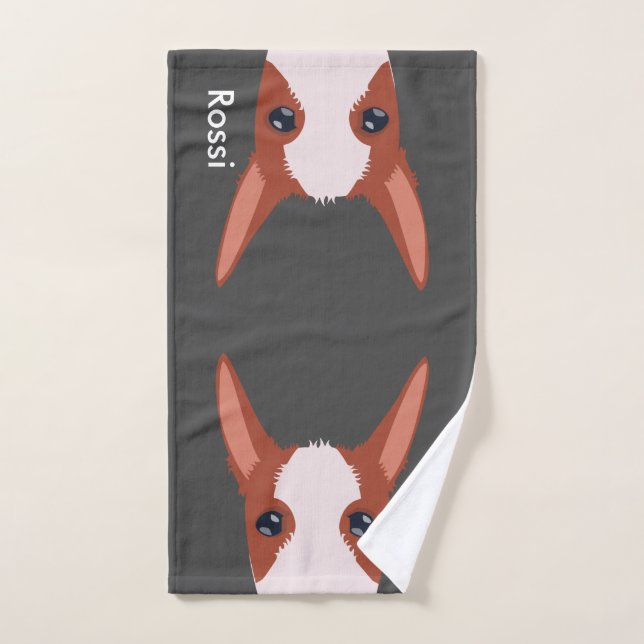 Personalised Podenco Face Grey Dog Hand Towel (Hand Towel)