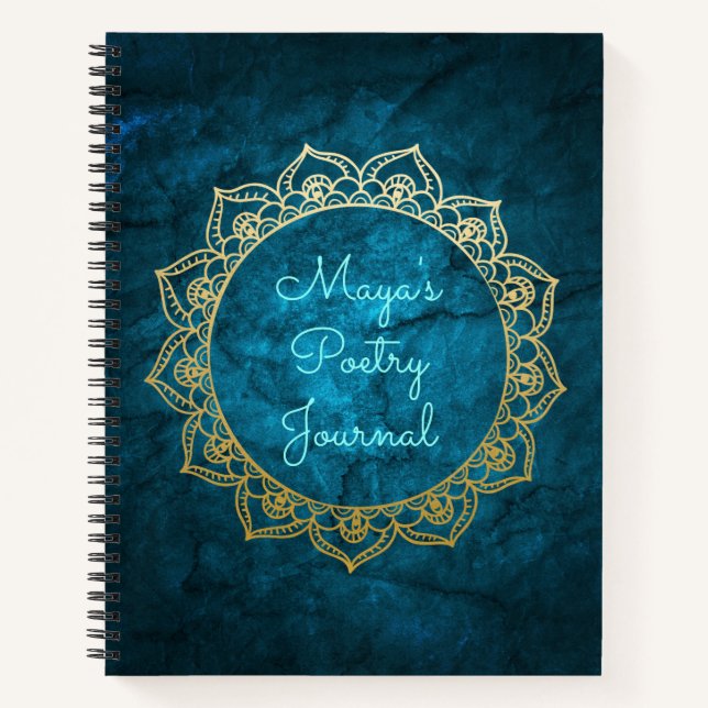 Personalised Poetry Journal Gold Mandala (Front)