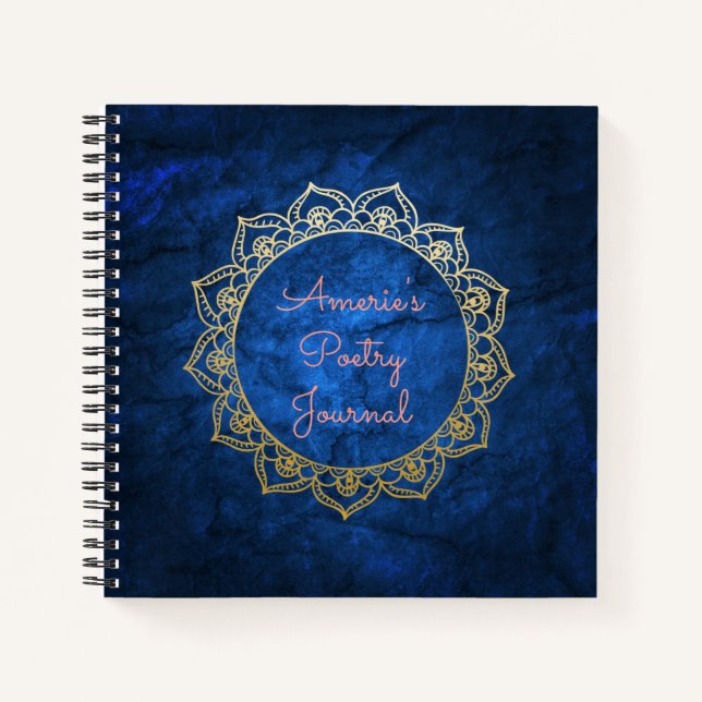 Personalised Poetry Journal Gold Mandala (Front)