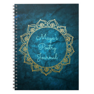 Personalised Poetry Journal with Gold Mandala
