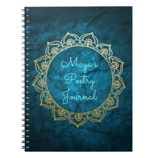Personalised Poetry Journal with Gold Mandala (Front)