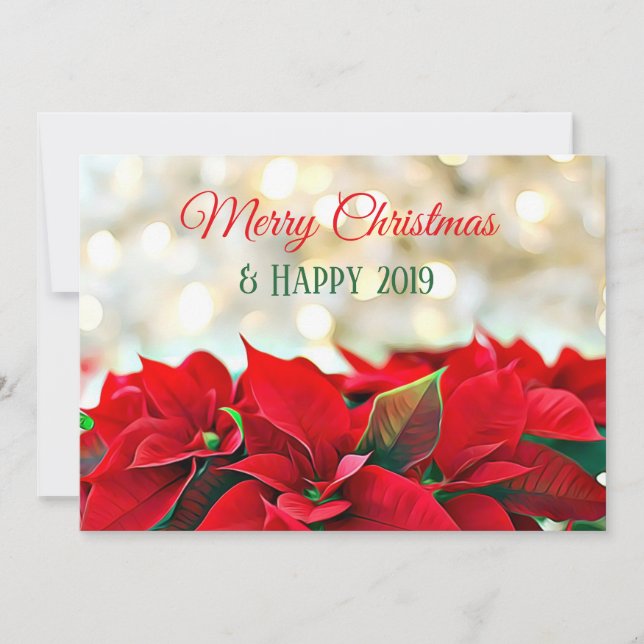 Personalised Poinsettia Christmas Card (Front)