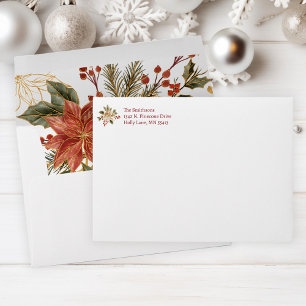 Personalised Poinsettia Christmas  Envelope
