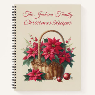 Personalised Poinsettia Christmas Recipe Book