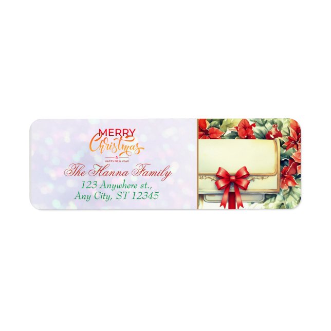 Personalised Poinsettia Mailbox "Merry Christmas" (Front)