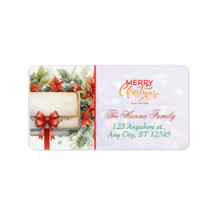 Personalised Poinsettia Mailbox "Merry Christmas" Label