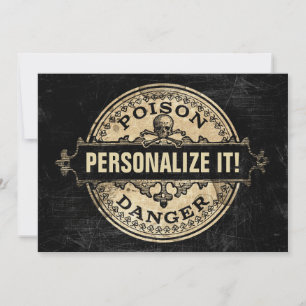 Personalised Poison Vintage Style Label Invitation