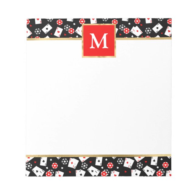 Personalised Poker-Themed with Cards & Chips Notepad (Front)