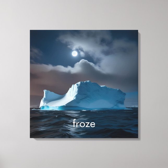 Personalised polar arctic iceberg night sky canvas print (Front)