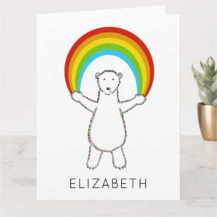Personalised Polar Bear and Rainbow Birthday  Card