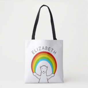 Personalised Polar Bear and Rainbow Tote Bag