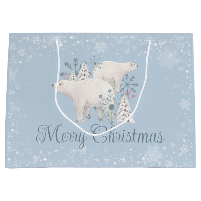 Personalised Polar Bear Christmas Large Gift Bag (Front)