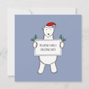 Personalised Polar Bear Christmas Party Invitation