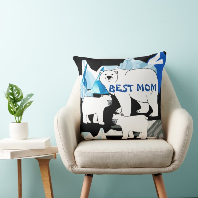 Personalised Polar Bear Mum Cushion (Chair)