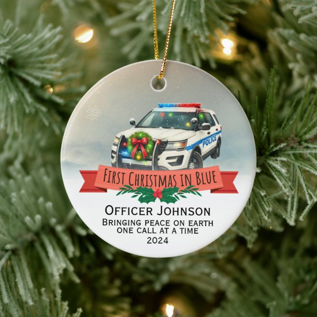 Personalised Police Academy Graduation Gift Ceramic Tree Decoration (Tree)