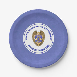 Personalised Police Department Badge Retirement Paper Plate